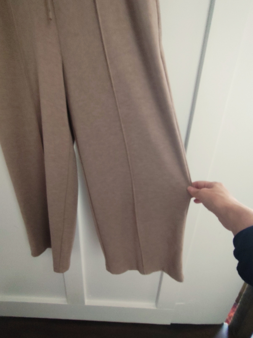 Talbots Airknit Stretch Natural Light Brown Heather Wide Crop Leg Pant | Medium - Picture 6 of 8